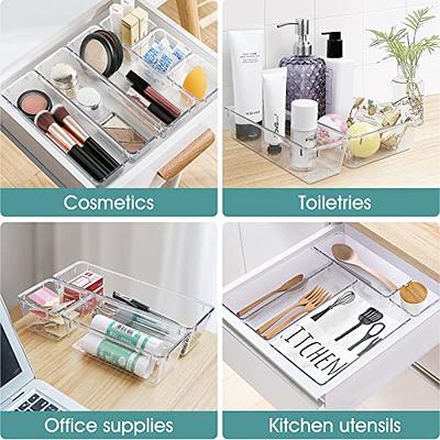  SMARTAKE 13-Piece Drawer Organizers with Non-Slip Silicone  Pads, 5-Size Desk Drawer Organizer Trays Storage Tray for Makeup,  Jewelries, Utensils in Bedroom Dresser, Office and Kitchen, Clear : Home &  Kitchen