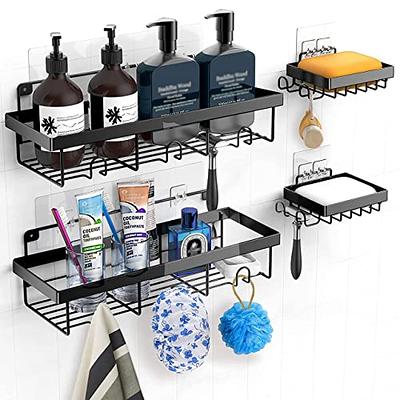 Carwiner Shower Shelf Deep Caddy 5-Pack basket with Soap Dish 5 Pack, Black