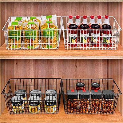 SANNO Freezer Baskets Pantry Storage Baskest Bins, Refrigerator Baskets  Farmhouse Wire Storage Baskets Storage bins Large Organizer Bins Basket for