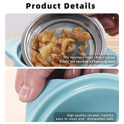 Ceramic Bacon Grease Container With Strainer, 2 Color Options 