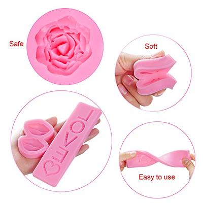  5 Pack Heart Shape Silicone Mold Valentine's Day Fondant Molds  Non-stick Chocolate Candy Lips Rose Flower Love Letter Silicone Molds  Wedding Fondant Cake Molds Baking Tool for Cake Candy Soap 