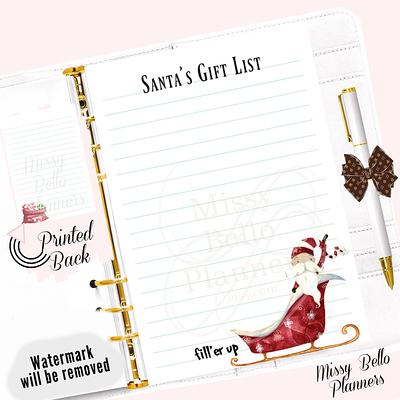 Printed Christmas Santa's Gift List Paper, Planner Insert Pages, A5, Refill,  Happy Planner, Pm, Mm, Note, Insert, Personal Size, A6 - Yahoo Shopping