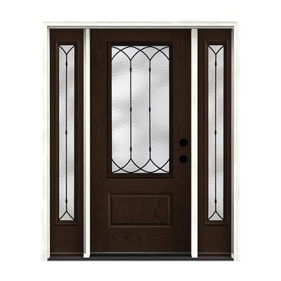 3/4 Deluxe Oval 2 Panel Fiberglass Exterior Door with Decorative Glass by  Therma-Tru