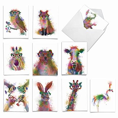 The Best Card Company - 10 Unique Blank Watercolor Animal Note Card Box Set  4 x 5 Inch + Envelopes (10 Unique Designs) Kids Greeting Cards, Camp  Stationery, Funky Rainbow Wildlife M4948OCB-B1x10 - Yahoo Shopping