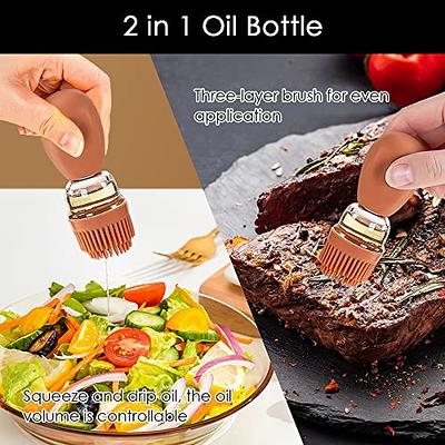 Glass Olive Oil Dispenser with Brush 2 in 1, Silicone Cooking Oil Bottle  and Basting Brush Cooking Oil Dispenser Bottle for Kitchen Baking BBQ Grill