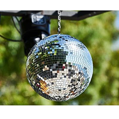 2 Pack 12 Inches Disco Light Mirror Ball Stylish Mirror Ball Mirror Disco  Ball Silver Hanging Reflective Lighting Mirror Balls Revolving Strobe Light