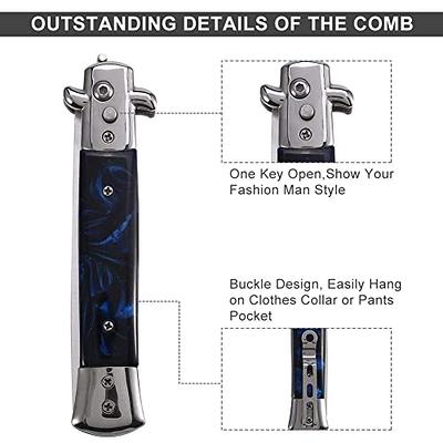 Automatic Push Button Folding Comb Switchblade Knife Looking Brush