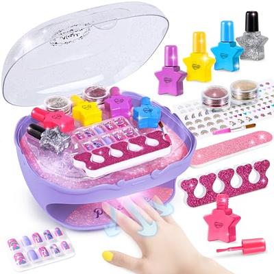 Nail Polish Kit for Girls Ages 7 8 9 10 11 12, Nail Art Studio for Girls,  Nail Art Kit Toys with Nail Polish, Nail Art Pens, Glitter, Nail Stickers