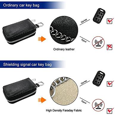 Faraday Bag for Key Fob(2 Pack), Faraday Cage Protector, Car RFID Signal  Blocking Key Fob Protector, Double-Layers of Shielding Carbon Fiber  Material Anti-Theft Faraday Pouch 