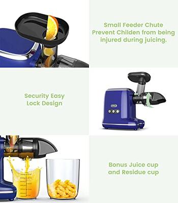 Mecity Small Masticating Juicer Electirc Slow Juicer with Reverse Function  For Home, Easy to Clean Juicer Extractor with Travel Bottle, Self-Feeding