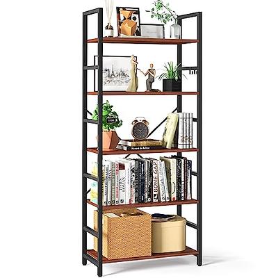 5 Tier Bookshelf, Tall Bookcase Shelf Storage Organizer, Vintage