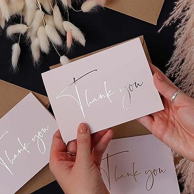 VNS Creations 100 pack Thank You Cards with Envelopes & Stickers - Classy  4x6 Blank Thank You