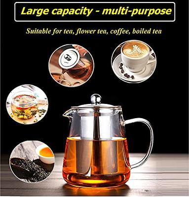 Stainless-Steel Heat Resistant Glass Teapot with Strainer Filter Infuser Tea  Pot