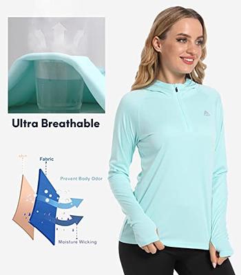 Haimont Sun Protection Shirts for Women Sun Shirt UV Hoodie Quarter Zip  Women's Activewear T-Shirts with Thumbholes for Running Hiking Workout,  Aqua, 2XL - Yahoo Shopping