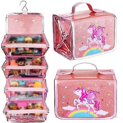 JYPS Doll Storage Organizer & Display Case Compatible with LOL Surprise  Dolls All , Pink Unicorn Storage Case Organizer for Dolls, Clear View  Hanging&Carrying Case Gifts for Girls (Dolls Not Included) 