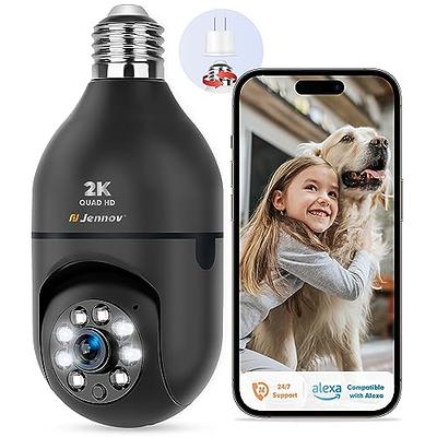 wansview 2K Light Bulb Security Camera - 2.4G WiFi Security Cameras  Wireless Outdoor Indoor for Home Security, 360° Auto Tracking, 24/7  Recording