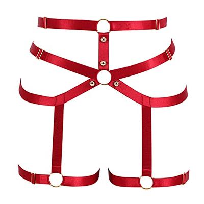 Mens Bondage Harness Adjustable Leather Body Harness Punk Chest Half  Harness Belt Red And Black Scheme Clubwear Costume