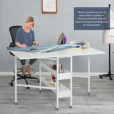 MELLCOM Home Hobby Craft Table with Storage Shelves, Mobile Folding Cutting  Table for Large Fabric, Foldable Table for Home Office Sewing Room Craft  Room, Fixed Height 35.5in - Yahoo Shopping