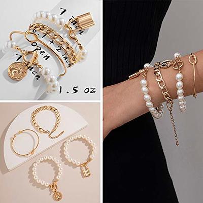 Soyzvteo Gold Bracelets for Women Cuban Link Paperclip Chain Bracelet Sets  Boho Stackable Bracelet Jewelry Sets for Teen Girls