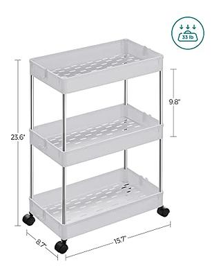 Sywhitta 3-Tier Plastic Rolling Utility Cart with Handle, Multi-Functional  Storage Trolley for Office, Living Room, Kitchen, Movable Storage Organizer