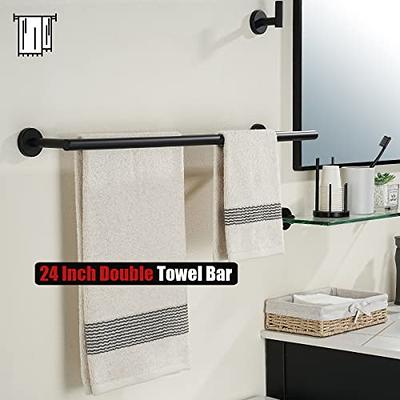 KES Self Adhesive Towel Bar 16-Inch Modern Towel Holder Stick on Towel Rack  for Bathroom No Drilling Holder Stainless Steel Matte Black