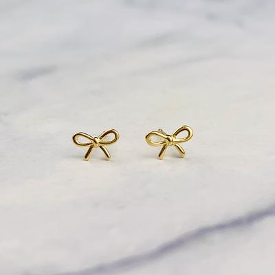 14K Solid Gold Clover Stud Earrings Thin Earrings 