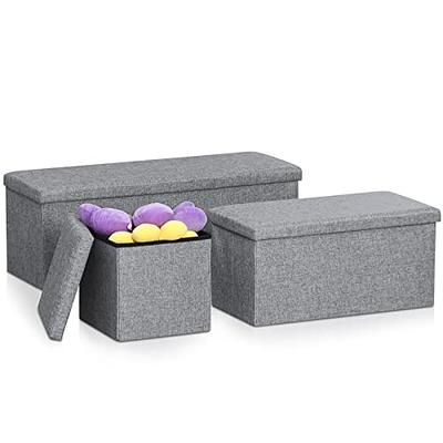 Folding Cube Cloth Storage Stool Footrest Seat with Storage for