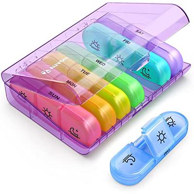 AUVON Pill Box 2 Times a Day, Weekly Pill Organizer AM PM with 7