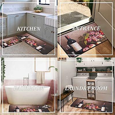 Wine Kitchen Mats for Floor, Farmhouse Kitchen Mats Cushioned Anti