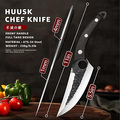 Huusk Chef Knife Set Hand Forged Japanese Kitchen Knife with Sheath Outdoor  Cooking Camping Knife Set