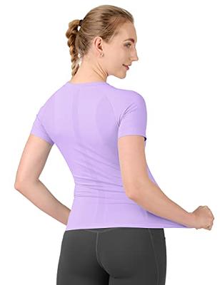 MathCat Workout Shirts for Women Short Sleeve, Workout Tops for Women,  Quick Dry Gym Athletic Tops，Seamless Yoga Shirts, White, Large : :  Clothing & Accessories