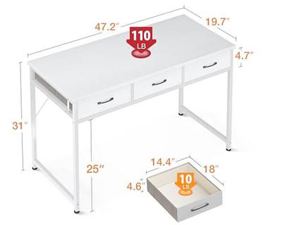 ODK 48 Inch Computer Desk with 3 Fabric Drawers, Home Office Desks with  Storage, Modern Work Desk for Bedroom, Writing Study Table, White - Yahoo  Shopping