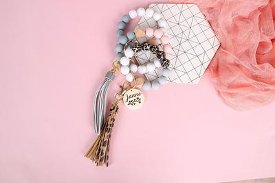 Personalized Wristlet Keychain, Engraved Wood Bead Bracelet Gift For Her,  Mom, Monogram Keychain - Yahoo Shopping