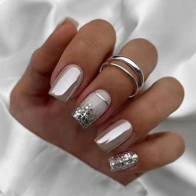 Chrome Press On Nail Tips Matte Glossy Manicure Full Cover Fingernail  Medium Set | eBay