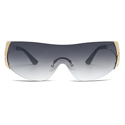 VANLINKER Wrap Around Y2K Sunglasses for Women Men Trendy Oversized  Futuristic Sun Glasses Fashion Shield Flat Top Shades Gold Frame Gradient  Grey Lens With Diamond VL9701 - Yahoo Shopping