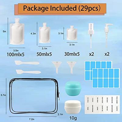 29 PCS Travel Size Refillable Empty Squeeze Pouch TSA Approved Travel  Pouches for Toiletries Liquid Travel Containers Leak Proof Portable Travel  Fluid Makeup Packing Bag for Cosmetics 30/50/100ml - Yahoo Shopping