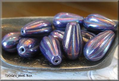 Czech 8mm Glass Firepolished Round Beads Iridescent Matte Black