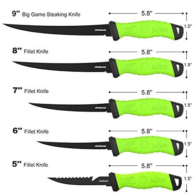 ANTOWIN 5 Inch Fishing Fillet Knife, Professional Level Knives for  Filleting Fish and Boning Meat, Sharp Stainless-Steel Non-Stick Coating  Blade, Non-Slip Handles, with Stage Knife Sharpener - Yahoo Shopping