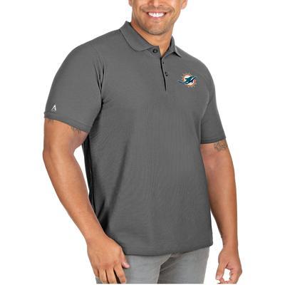 Men's Antigua Black Miami Dolphins Metallic Logo Affluent Polo