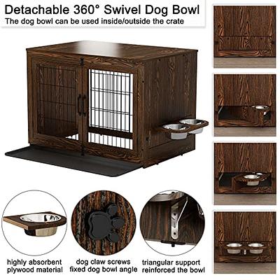 Dog Crate Furniture, 71 Inch Wood Dog Kennel, Dog Crate End Table with  Double Doors, Divider, TV Cansole Table, Indoor Dog Cage for Large Dog or 2