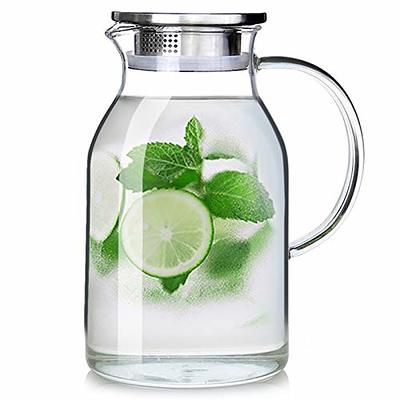 Glass Pitcher with Lid,Lemonade Pitcher,Tea Pitcher,Borosilicate Glass  Carafe,for Hot and Cold Water, Drinks, Wine, Tea