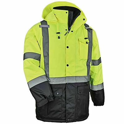 sesafety High Visibility Reflective Jackets for Men Waterproof, 3 in 1 Hi-Vis Reflective Winter Bomber Safety Rain Coat with Zipper Sweater