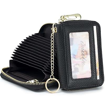 Penekin Keychain Wallet with ID Window, RFID Blocking Credit Card Holder  Leather Small Wallets for Women & Men(Black)