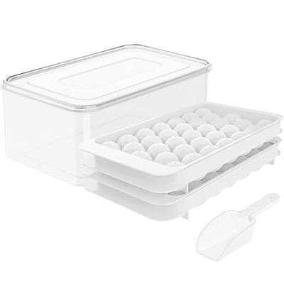 Round Ice Cube Tray With Scoop and Bucket for Freezer, Mini Ice Maker Cube Storage  Bin for Freezer With Lid, Non-bpa Hard Plastic Molds 