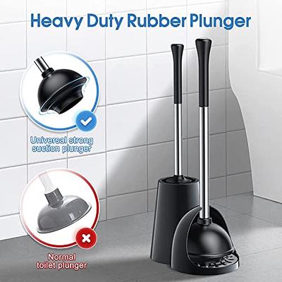 Toilet Plunger Bowl Brush Set: Hideaway Heavy Duty Toilet Plunger