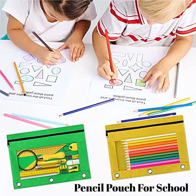 Pencil Pouch for 3 Ring Binder, Bulk 6 Pack 3-Holes Zipper Pencil Pouches  in