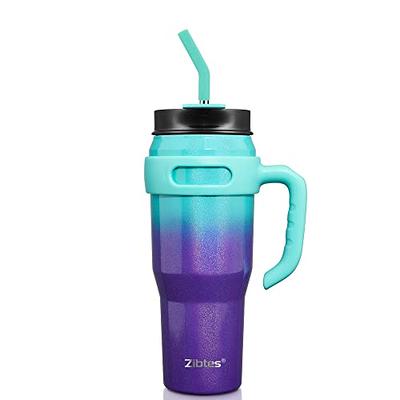 COKTIK 40 oz Tumbler with Handle and Straw, 3 Lids