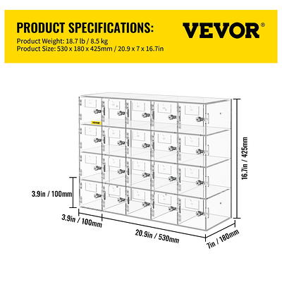 VEVOR 36 Slots Cell Phone Cabinet Silver Aluminum Alloy Pocket Chart Storage Locker Box w/Portable Handle Key Lock & Handwritten Tags Wall Mounted