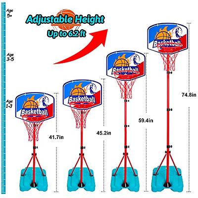 Kids Basketball Hoop Adjustable Height 2.9 ft-6.2 ft Toddler Basketball  Hoop for Kids Indoor Outdoor Play Mini Portable Kids Basket Ball Goal  Backyard