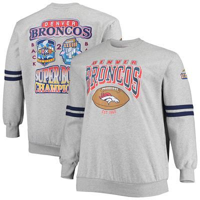 Men's Profile Heather Gray/Royal Denver Broncos Big & Tall Favorite Arch Throwback Raglan Pullover Hoodie